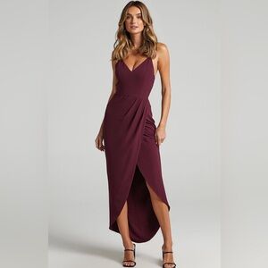 Showpo Lucky Day Midi Dress (wine)
